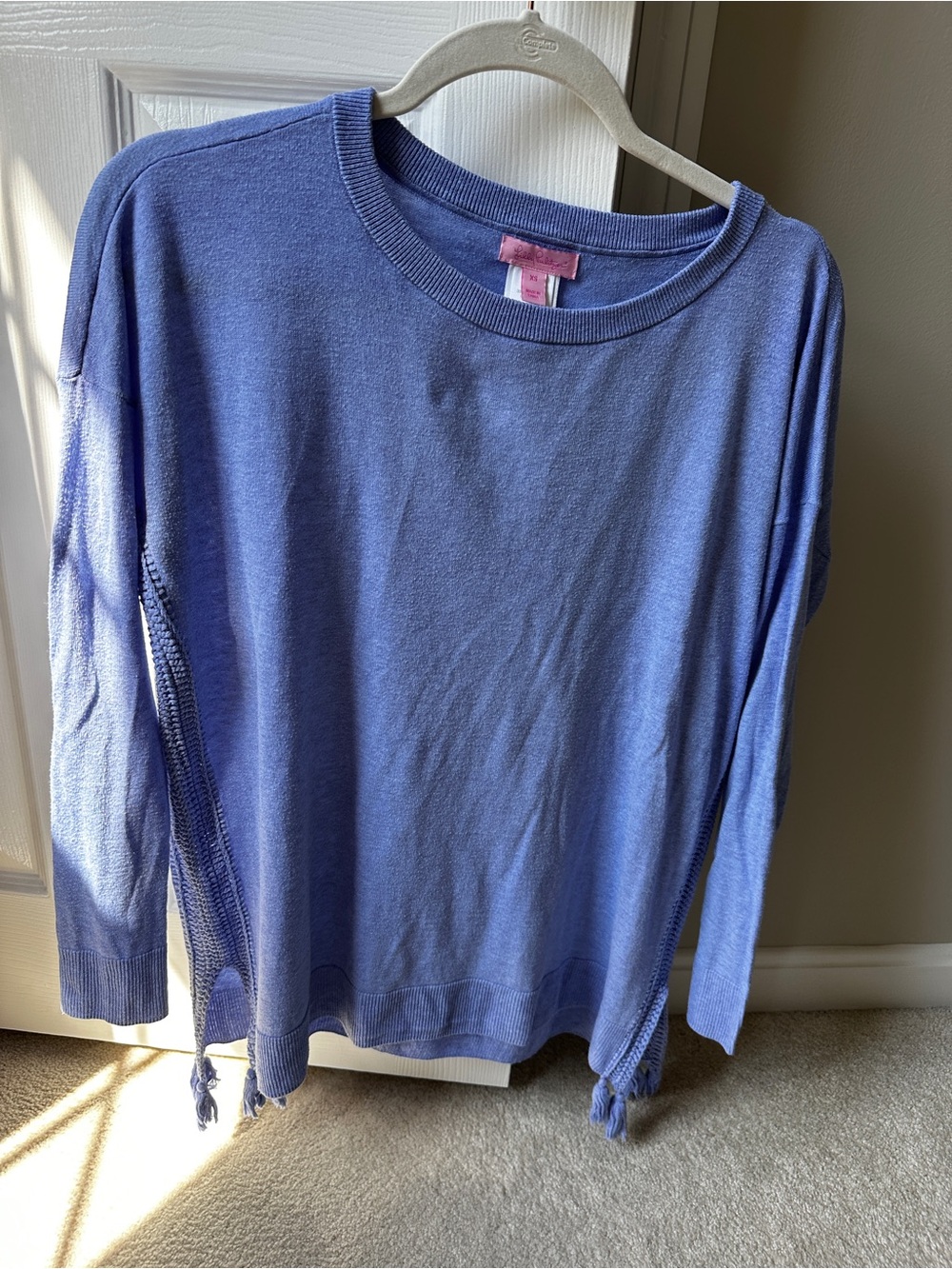 Lilly Pulitzer Lavender-Periwinkle Tassel Crewneck Sweater